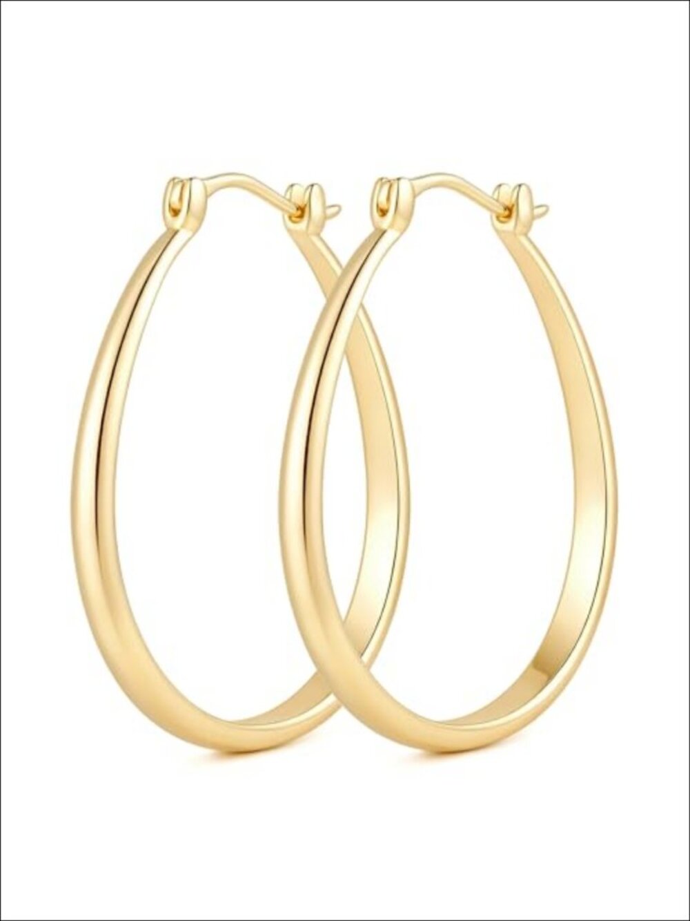 14K Gold Plated U-Shaped Hoop Earrings for Women Hinged Hoop